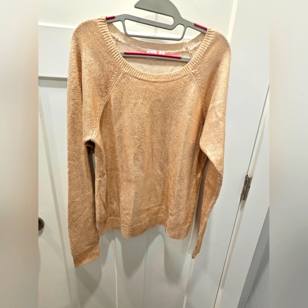 Gap Rose Gold Metallic Shine Pullover Sweater Women’s Small Tall